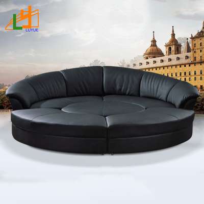 High-End Design New Style Living Room Furniture Couch Luxury Leather Sectional Round Sofa